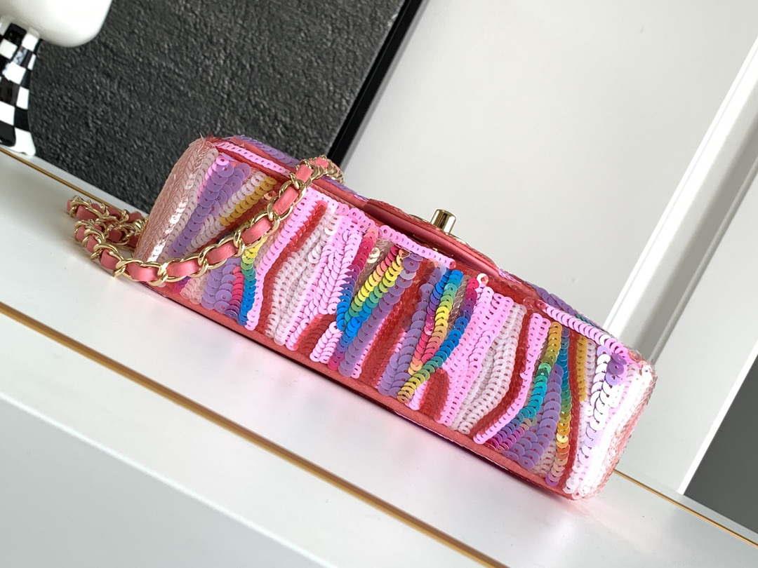 Chanel AS1116 24SS CF Mini Flap Bag A69900 Symphony gradient beads Pink Lambskin