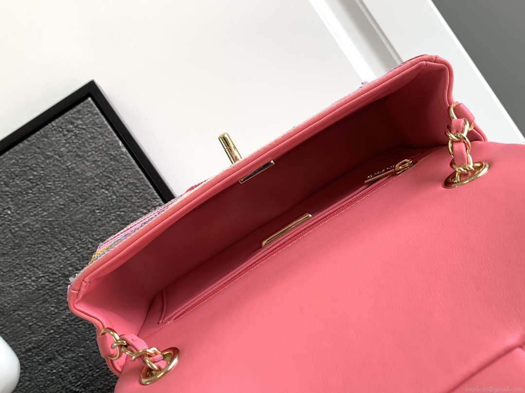 Chanel AS1116 24SS CF Mini Flap Bag A69900 Symphony gradient beads Pink Lambskin