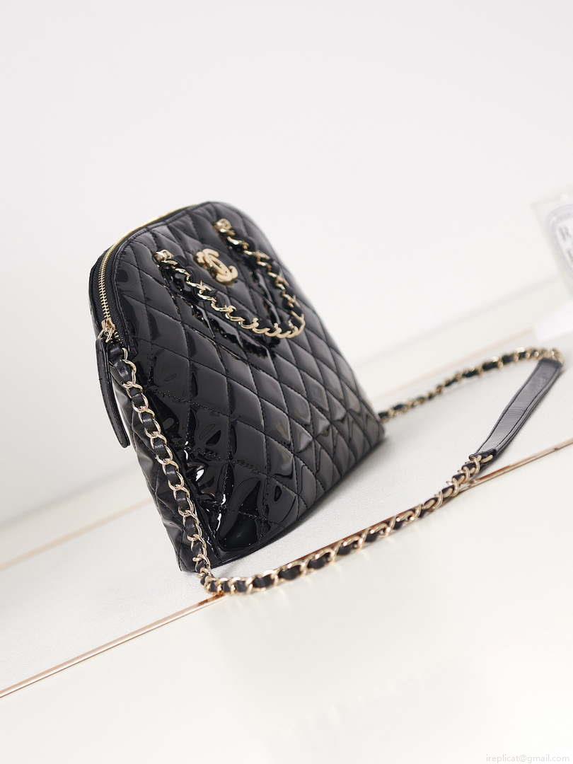 Chanel AS3969 Shell bag Patent Calfskin Black