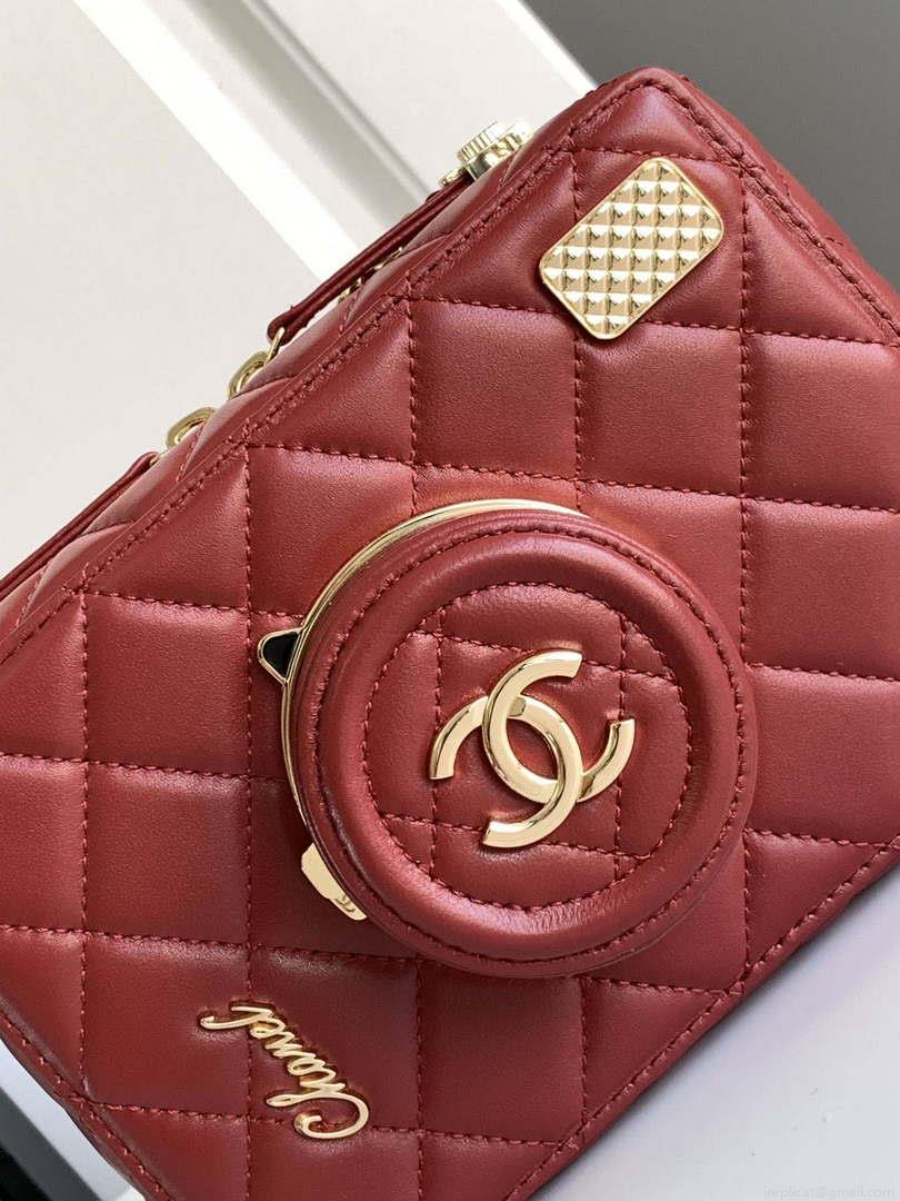 Chanel AS4817 Camera Case Red Lambskin Bag
