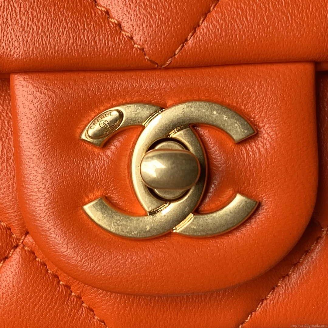 Chanel AS4861 Small Flap Bag Pearly Lambskin Imitation Pearls & Gold-Tone Metal Orange