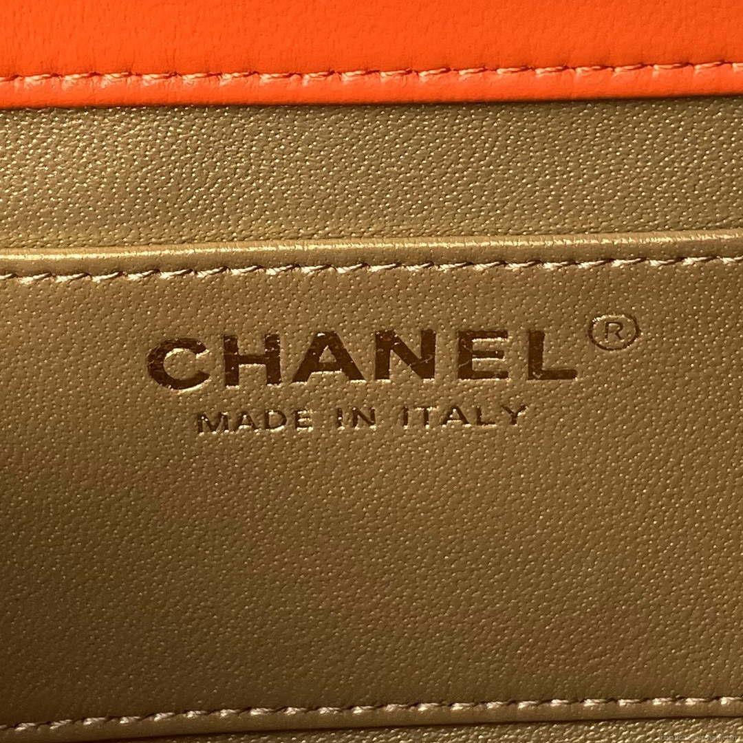 Chanel AS4861 Small Flap Bag Pearly Lambskin Imitation Pearls & Gold-Tone Metal Orange
