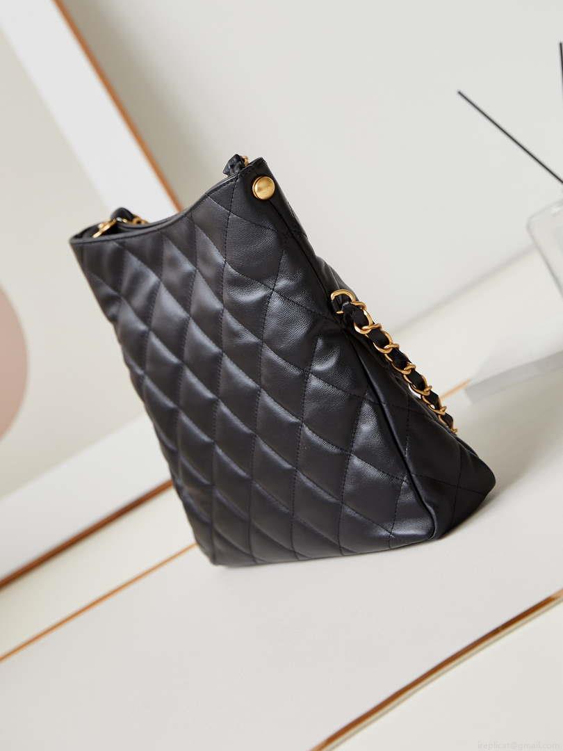 Chanel AS4754 24P New Hobo Bag Black Lambskin