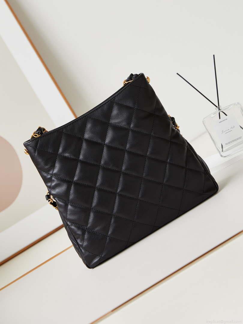 Chanel AS4754 24P New Hobo Bag Black Lambskin