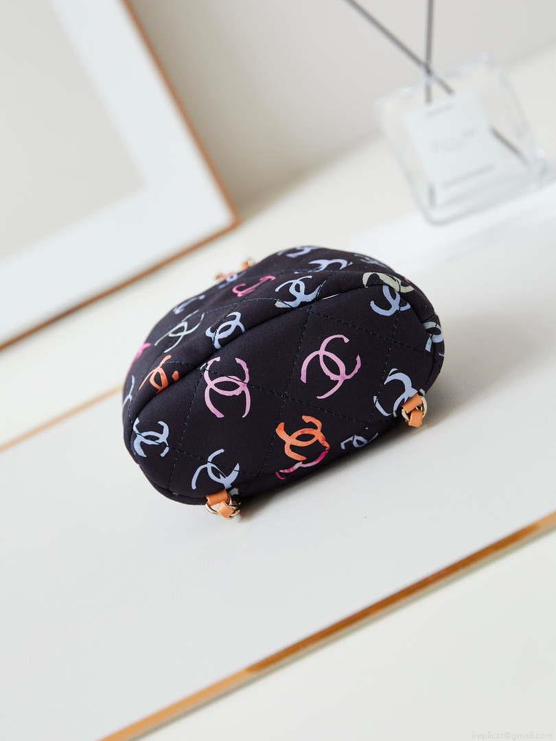 Chanel AS4810 Printed Fabric & Gold Metal Black & Multicolour