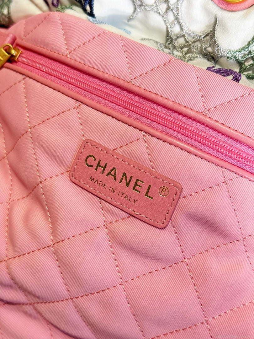 Chanel 22 Small Handbag AS3260 Lace Patchwork & Gold-Tone Metal Multicolour
