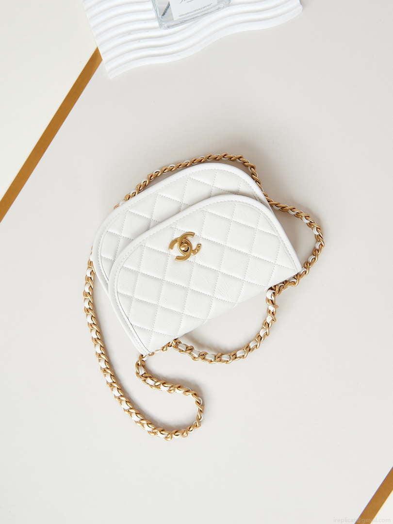 Chanel Messenger Bag Calfskin & Gold-Tone Metal AS4845 White Lambskin