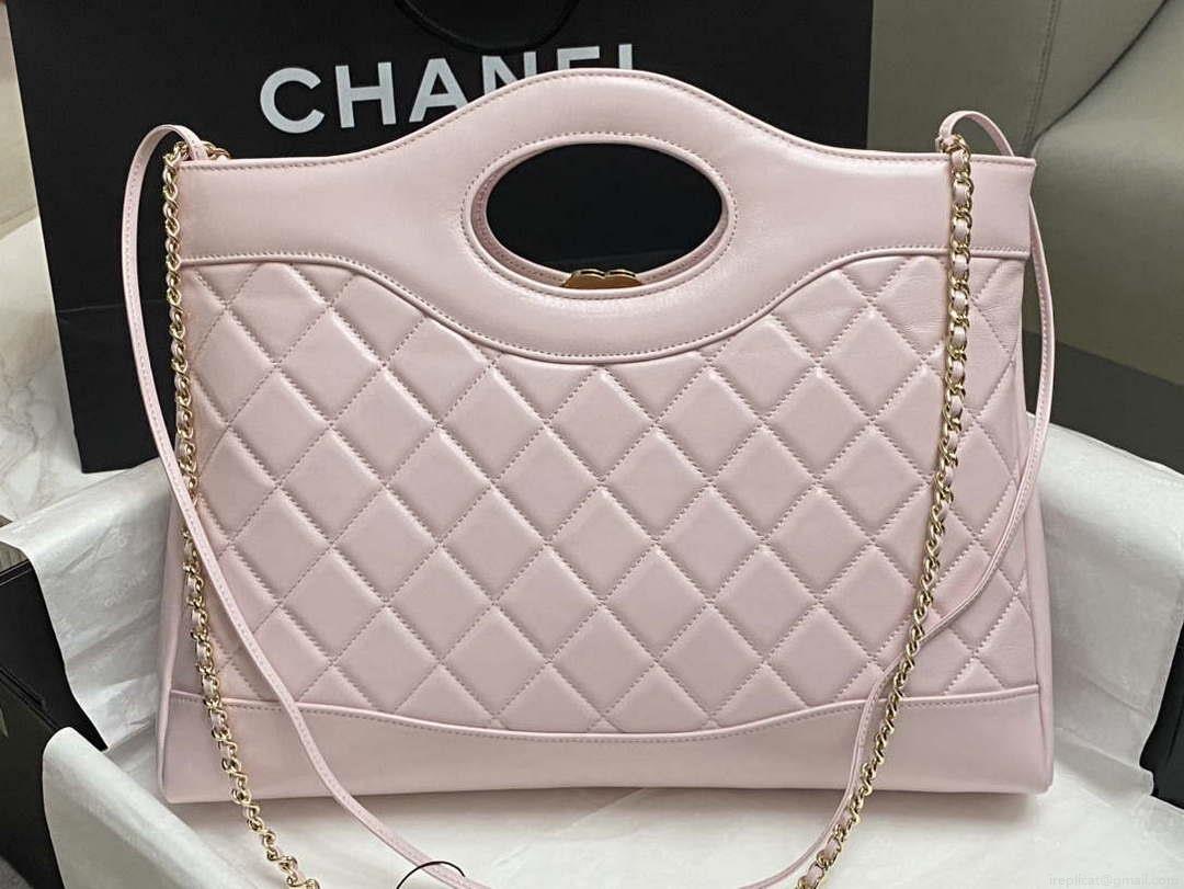 Chanel AS4854 Shopping Bag Shiny Lambskin & Gold-Tone Metal Ligth Pink