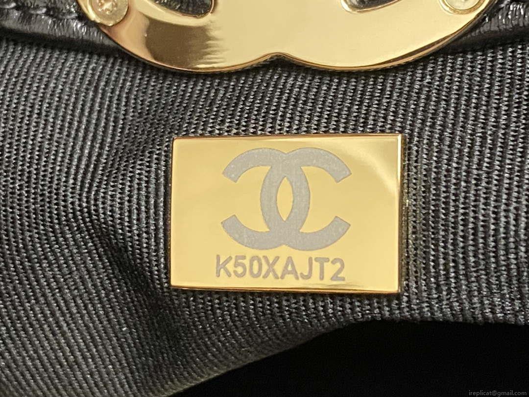 Chanel AS4853 Shopping Bag Shiny Lambskin & Gold-Tone Metal Black