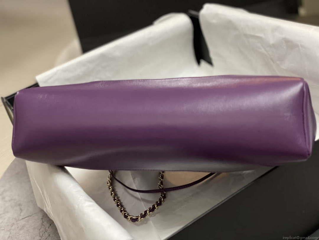 Chanel AS4853 Shopping Bag Shiny Lambskin & Gold-Tone Metal Purple