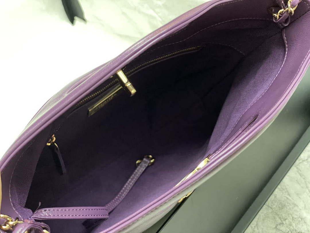 Chanel AS4853 Shopping Bag Shiny Lambskin & Gold-Tone Metal Purple