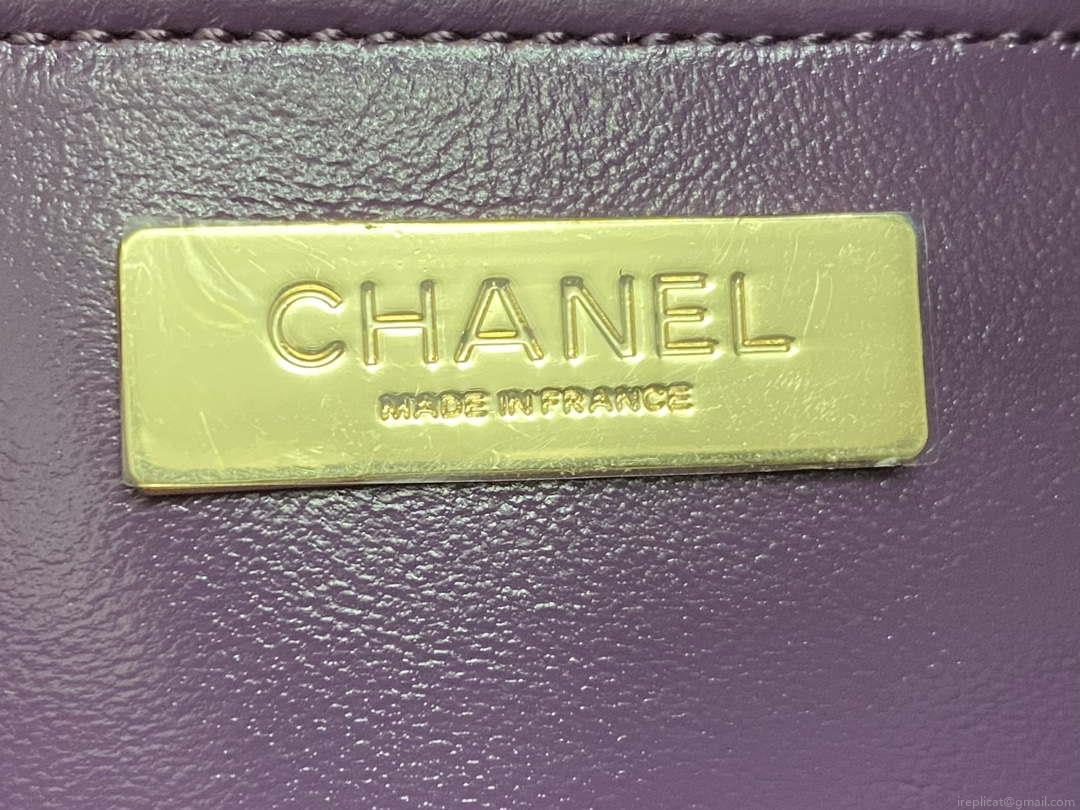 Chanel AS4853 Shopping Bag Shiny Lambskin & Gold-Tone Metal Purple