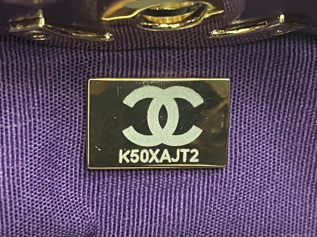 Chanel AS4853 Shopping Bag Shiny Lambskin & Gold-Tone Metal Purple