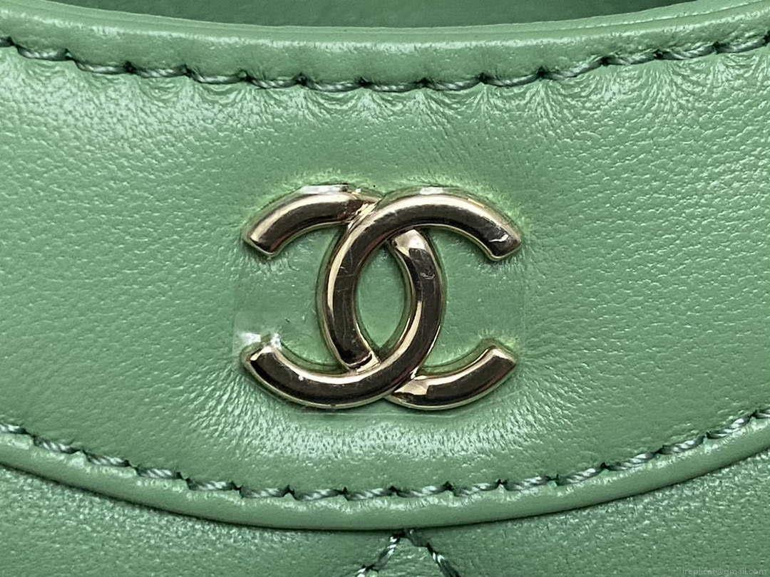 Chanel AP3656 Small Shopping Bag Shiny Lambskin & Gold-Tone Metal Green
