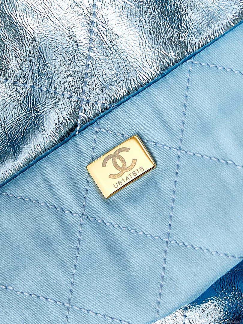 Chanel 22 HandBag Fantasy color Calfskin & Gold-Tone Metal AS3261 Blue