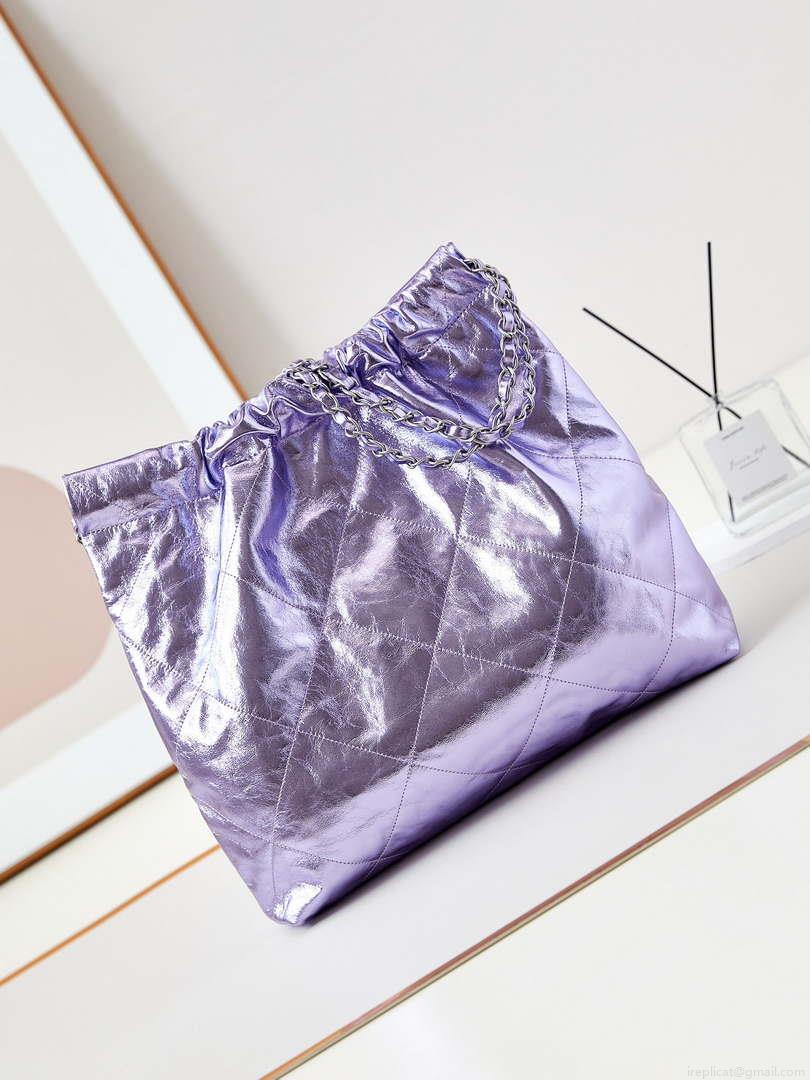 Chanel 22 HandBag Fantasy color Calfskin & Gold-Tone Metal AS3261 Purple