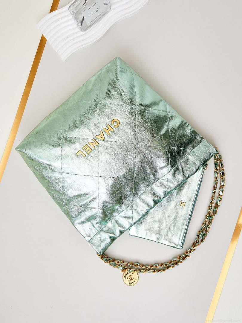 Chanel 22 Small Handbag Fantasy color Calfskin & Gold-Tone Metal AS3260 Green