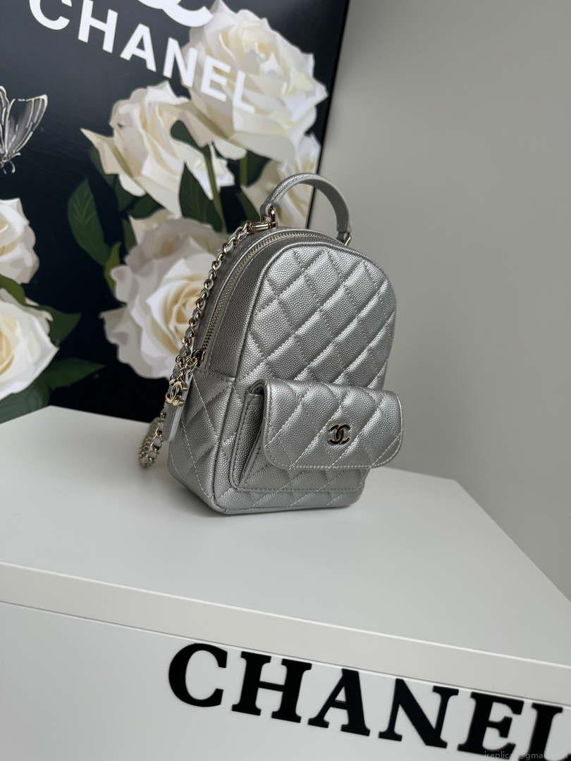 Chanel Ap3753 CLASSIC MINI Backpack Calfskin Silver