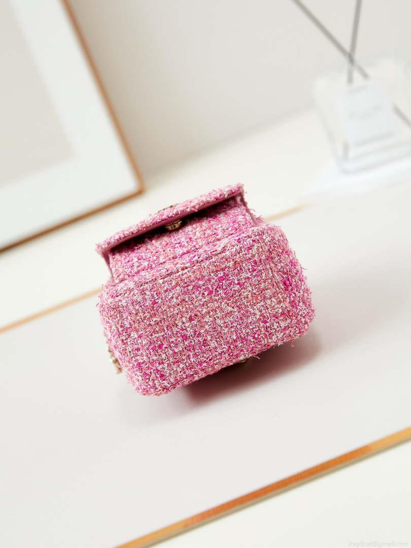Chanel Ap3753 CLASSIC MINI Backpack Tweed & Gold-Tone Metal Light Pink