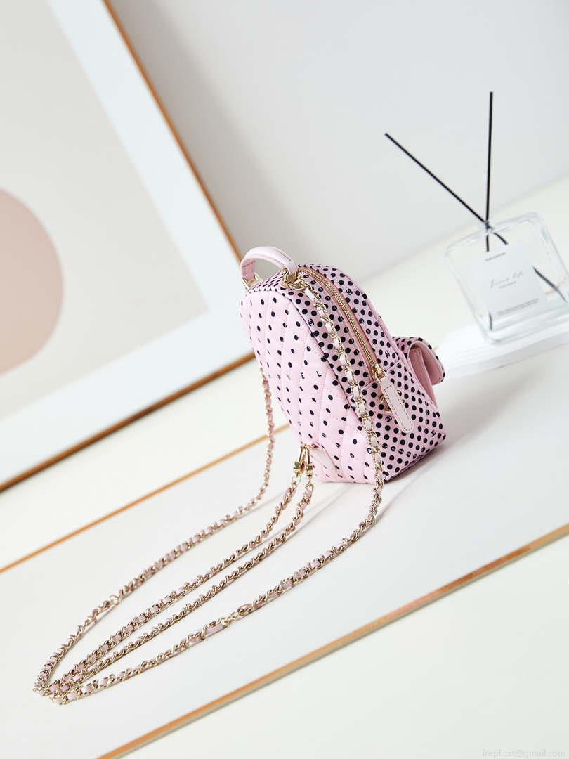 Chanel Ap3753 CLASSIC MINI Backpack Tweed & Gold-Tone Metal Pink & Black