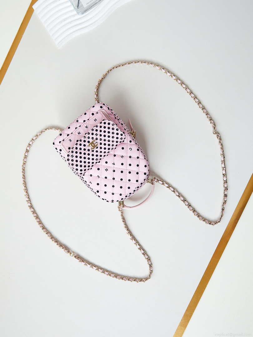 Chanel Ap3753 CLASSIC MINI Backpack Tweed & Gold-Tone Metal Pink & Black