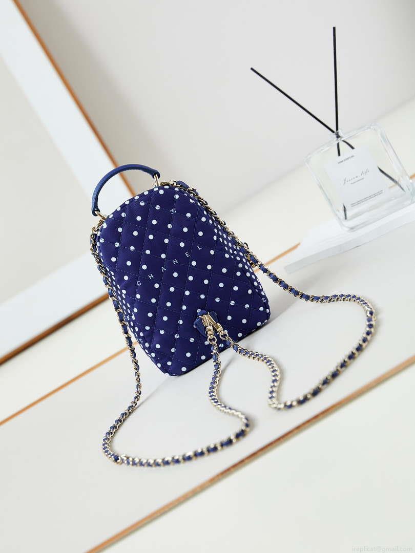 Chanel Ap3753 CLASSIC MINI Backpack Tweed & Gold-Tone Metal Blue white