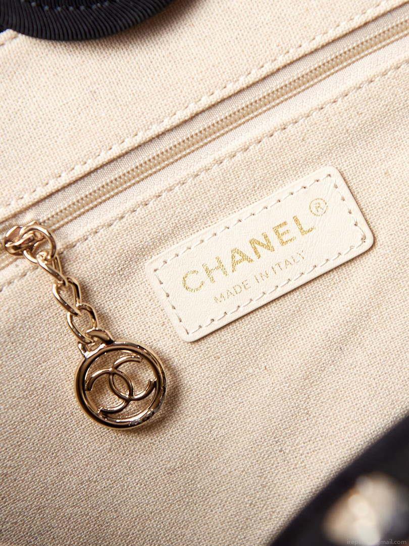 Chanel AS3257 Small Shopping Bag Mixed Fibers Calfskin & Gold-Tone Metal Black