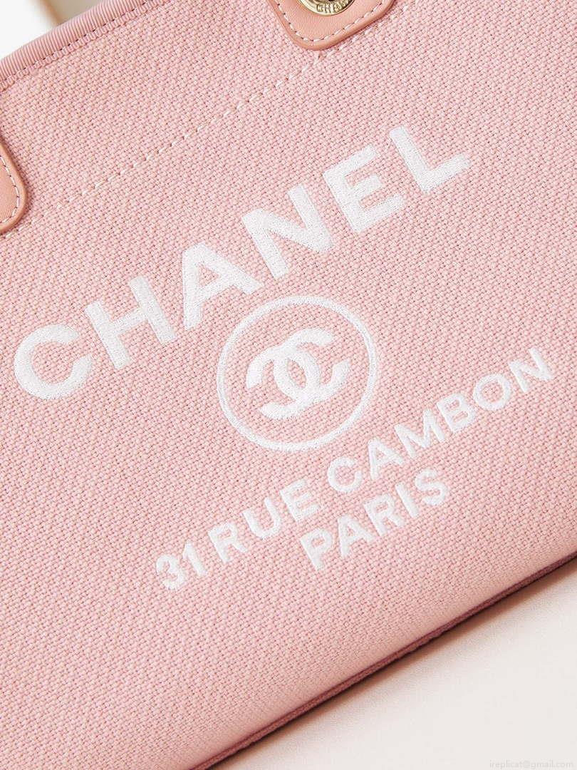 Chanel AS3257 Small Shopping Bag Mixed Fibers Calfskin & Gold-Tone Metal Pink