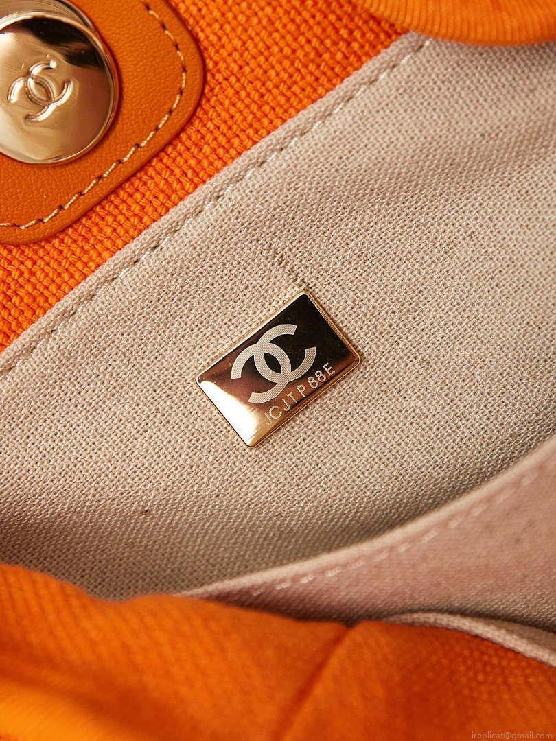 Chanel AS3257 Small Shopping Bag Mixed Fibers Calfskin & Gold-Tone Metal Orange