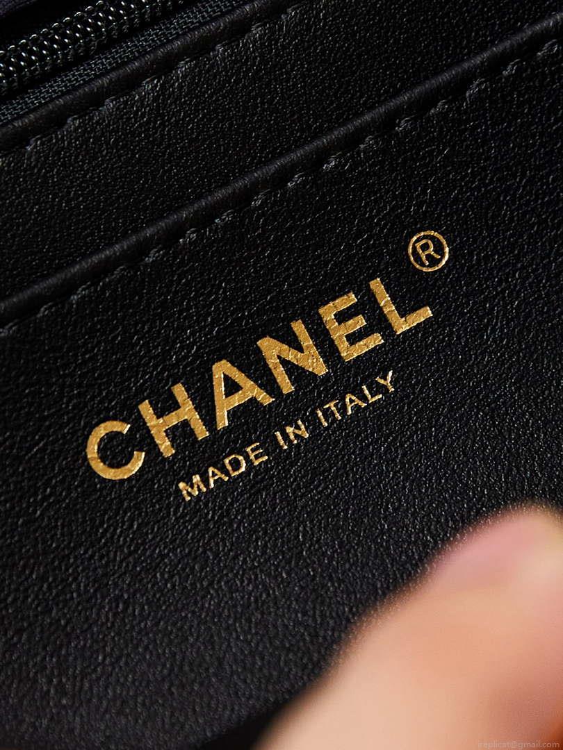 Chanel A69900 Mini Flap Printed Fabric & Gold Metal AS1116 Black & Multicolour