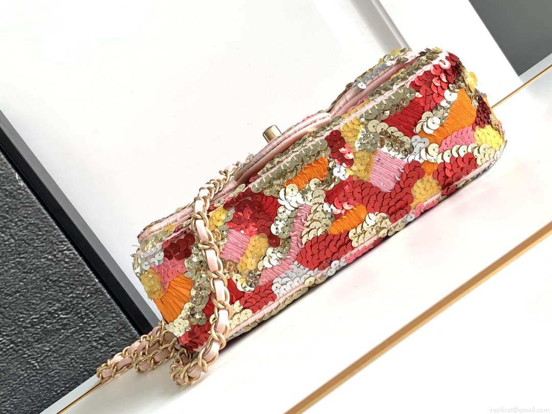 Chanel A69900 24P Mini Flap Pink Limited Edition Beaded Bags