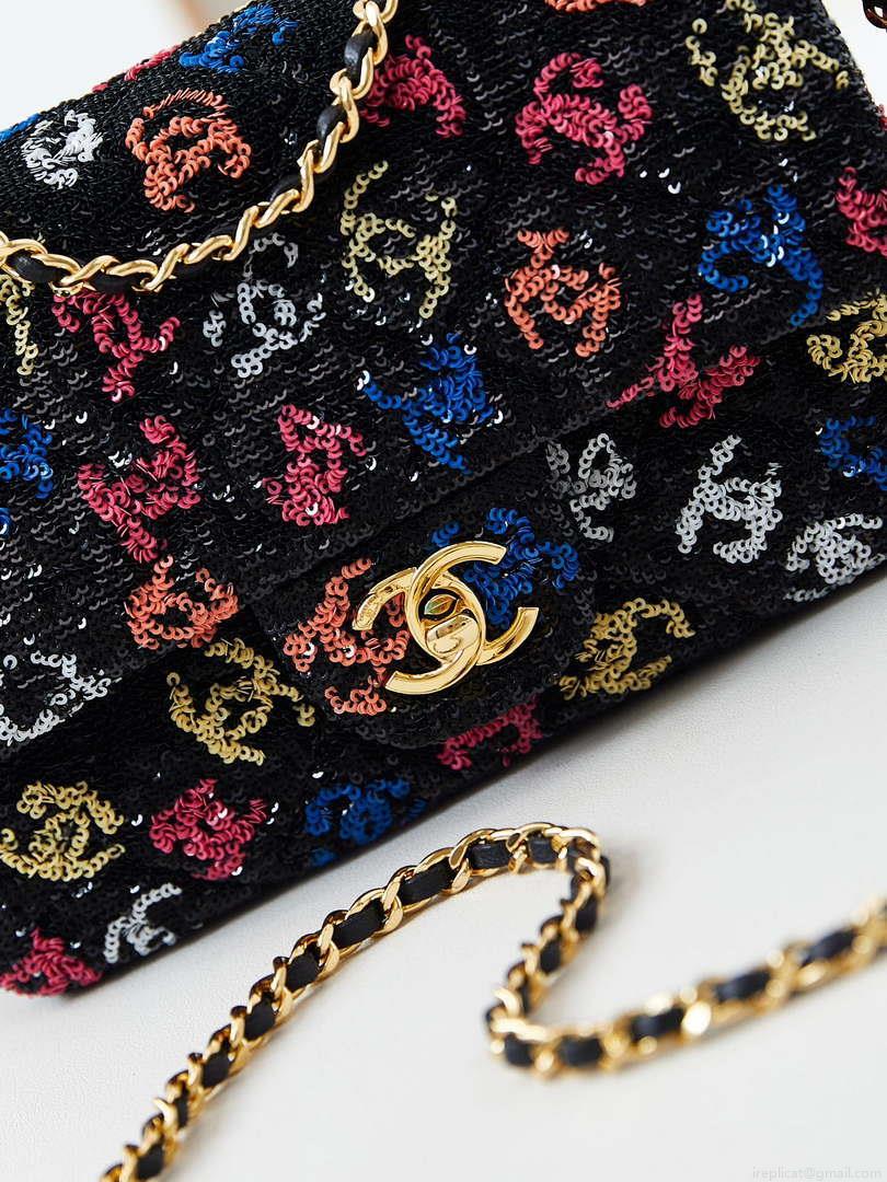 Chanel 24S AS4561 Flap Bag Sequins Gold-Tone Metal Multicolor CC LOGO