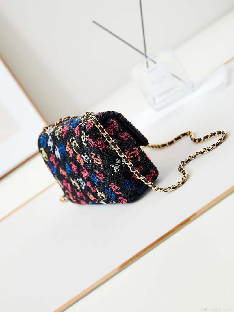 Chanel 24S AS4561 Flap Bag Sequins Gold-Tone Metal Multicolor CC LOGO