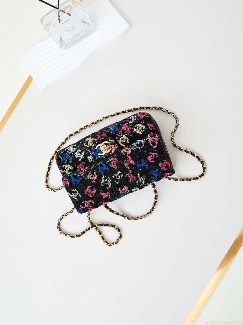 Chanel 24S AS4561 Flap Bag Sequins Gold-Tone Metal Multicolor CC LOGO