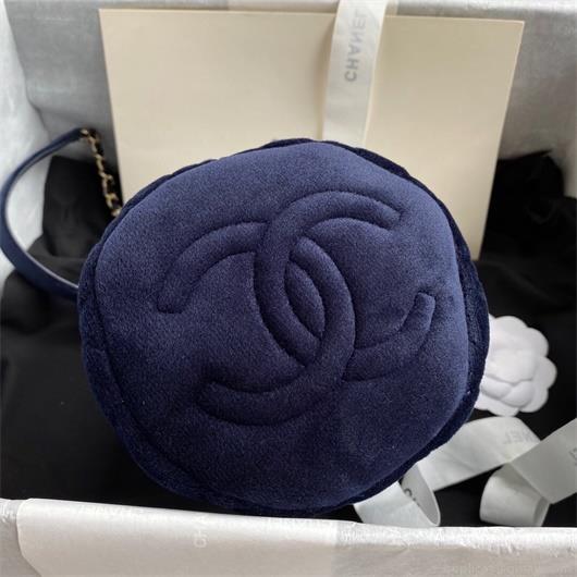 Chanel AS1894 Chanel Drawstring Bag Velvet Strass Navy Blue