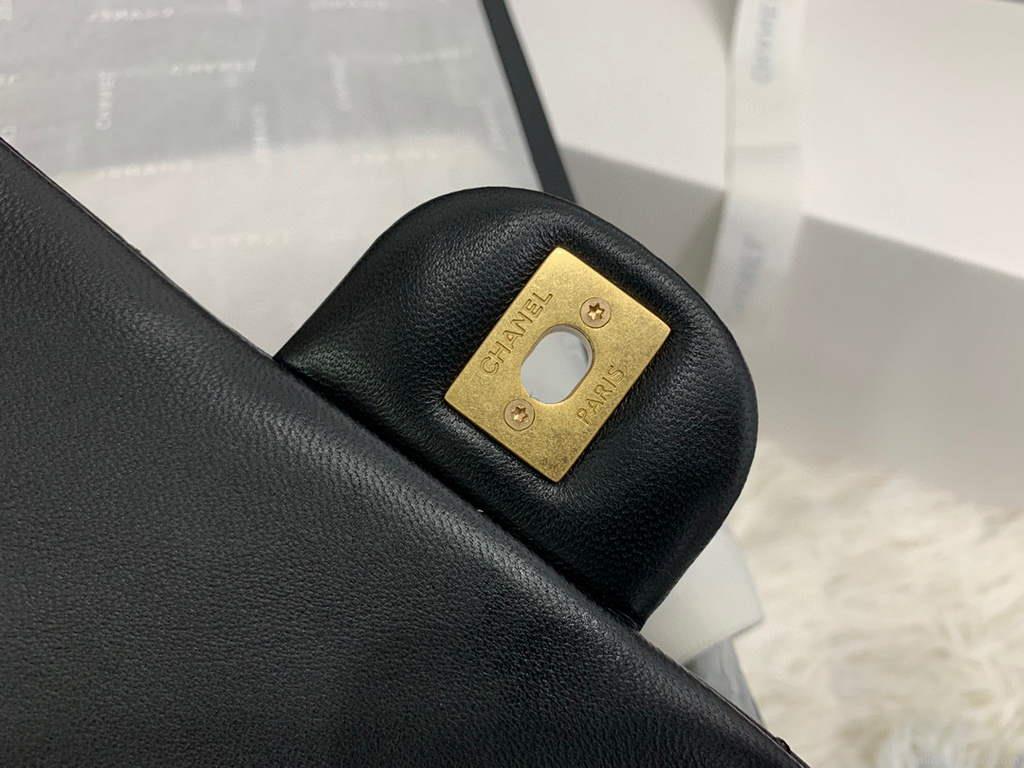 Chanel AS2563 Flap Bag Lambskin Gold Black