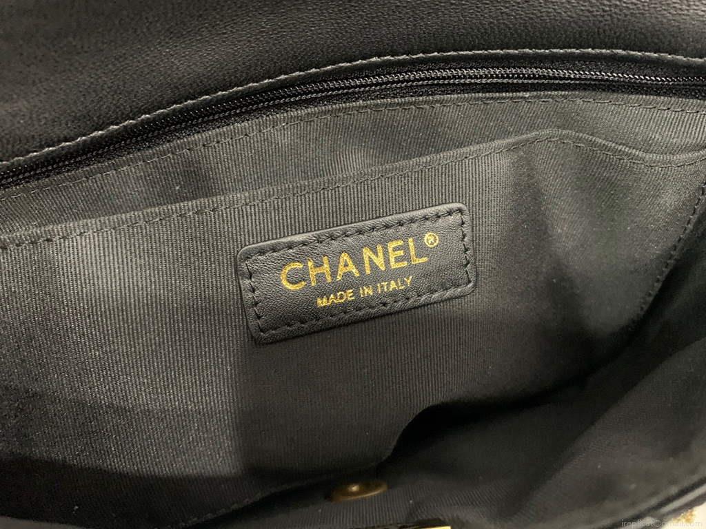 Chanel AS2563 Flap Bag Lambskin Gold Black
