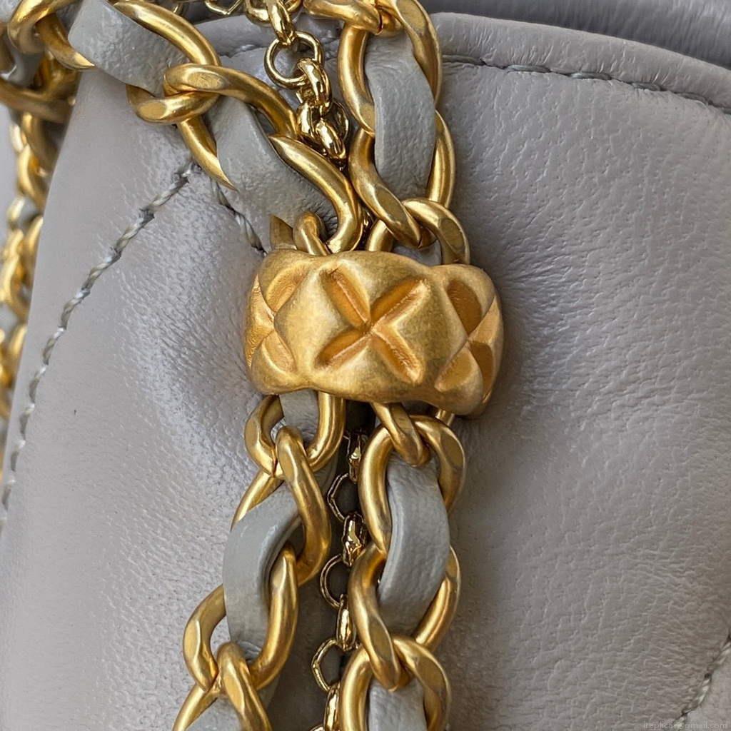 Chanel AS2563 Flap Bag Lambskin Gold Gray