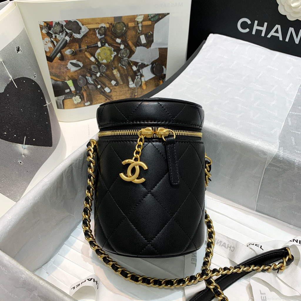Chanel AS2735 Small Vanity Case Lambskin Gold Black