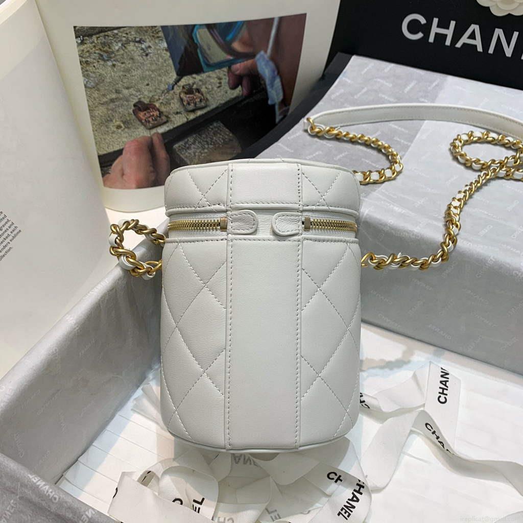 Chanel AS2735 Small Vanity Case Lambskin Gold White