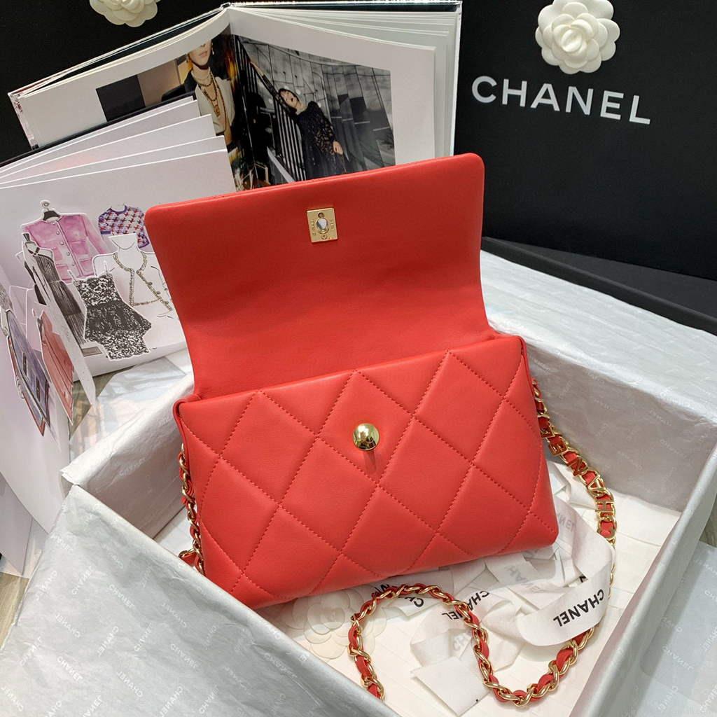 Chanel AS2299 Flap Bag Shoulder Orange Red
