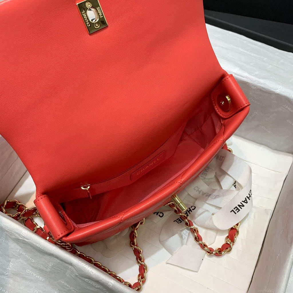 Chanel AS2299 Flap Bag Shoulder Orange Red