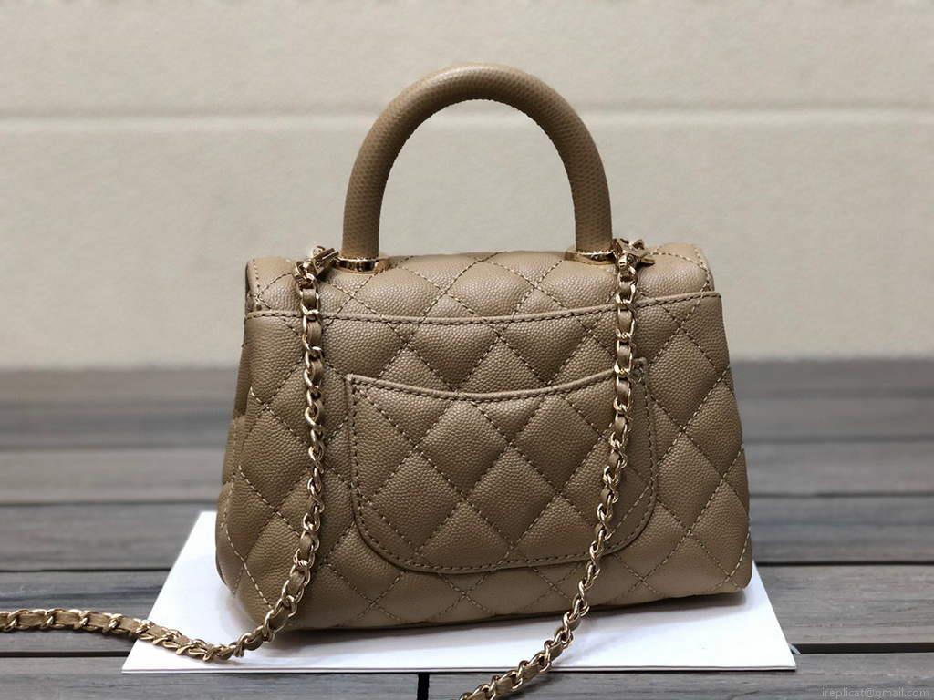 Chanel AS2215 mini flap bag with top handle Bag Apricot