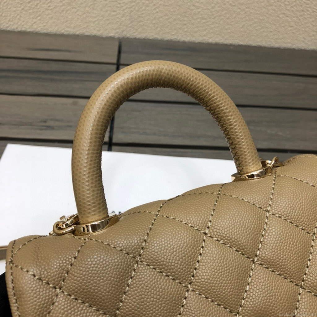 Chanel AS2215 mini flap bag with top handle Bag Apricot