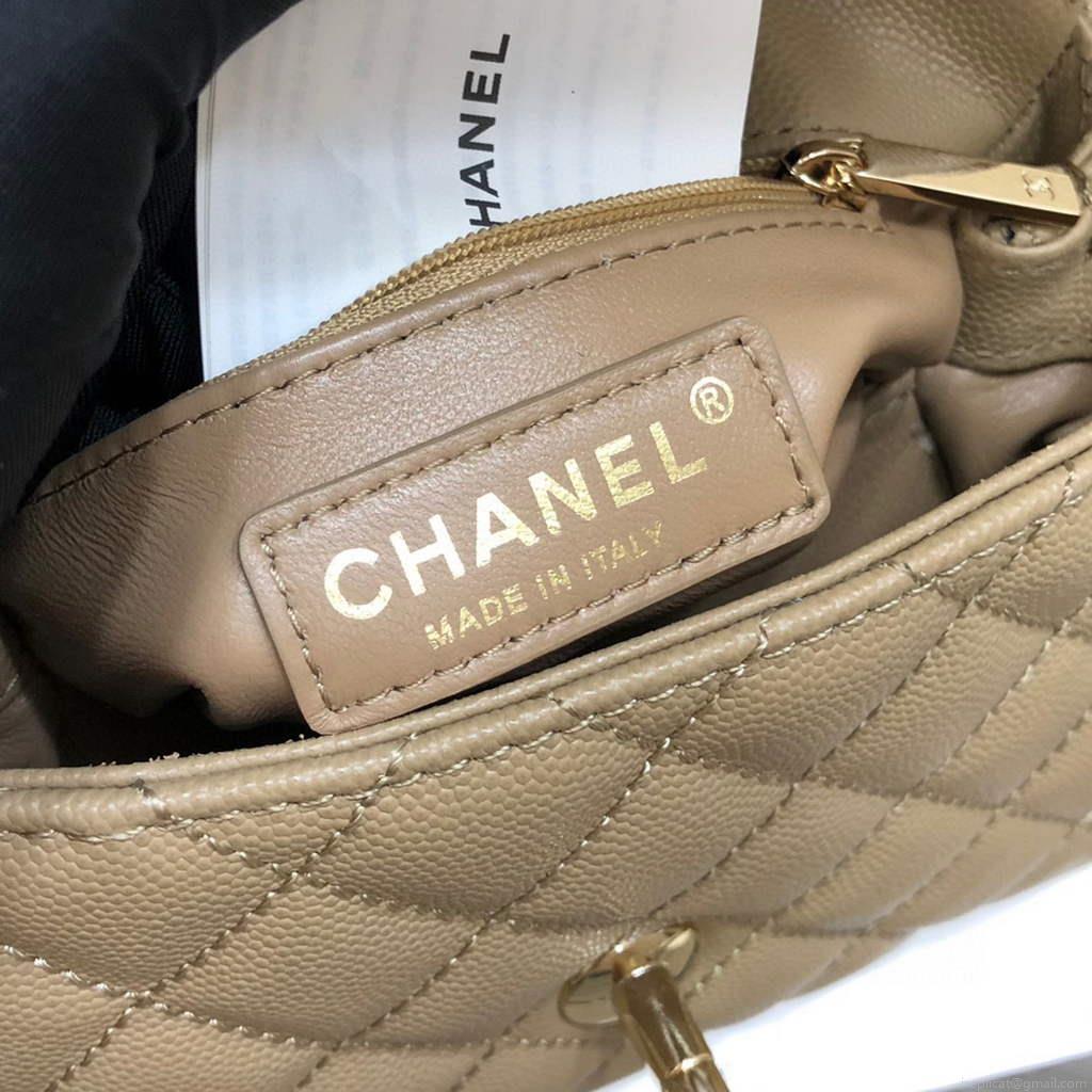 Chanel AS2215 mini flap bag with top handle Bag Apricot