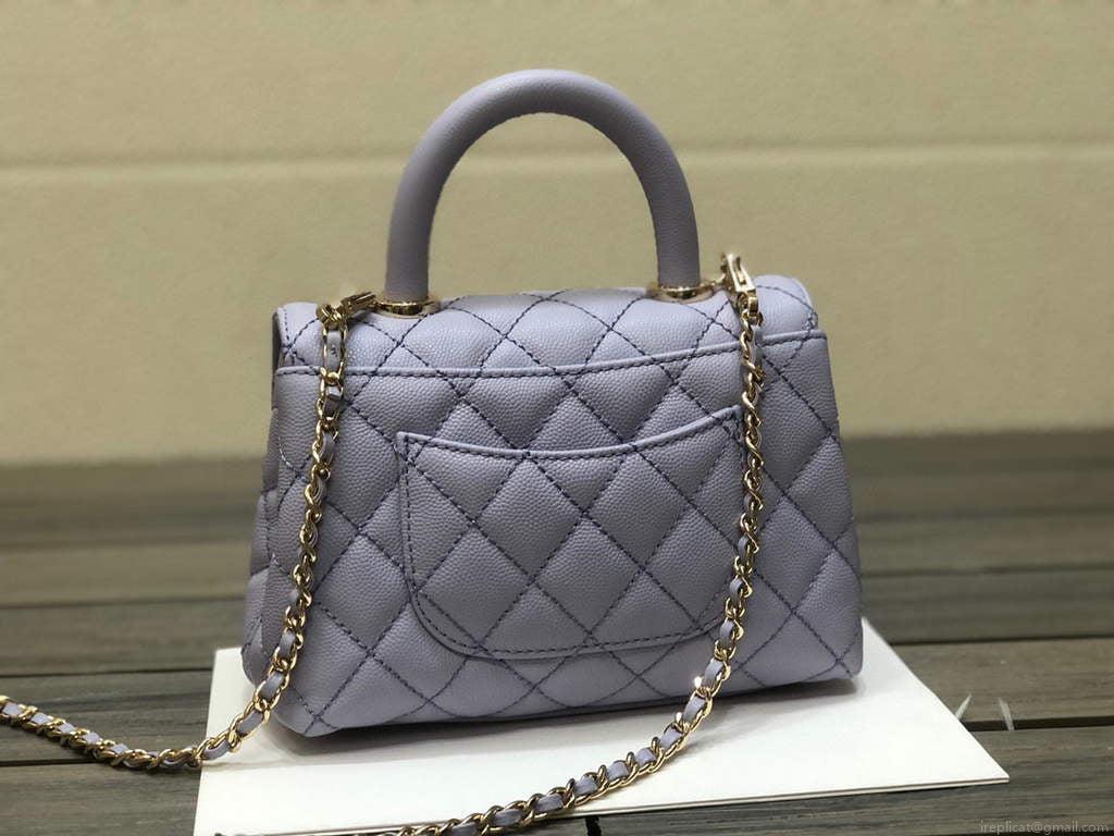 Chanel AS2215 mini flap bag with top handle Bag light blue