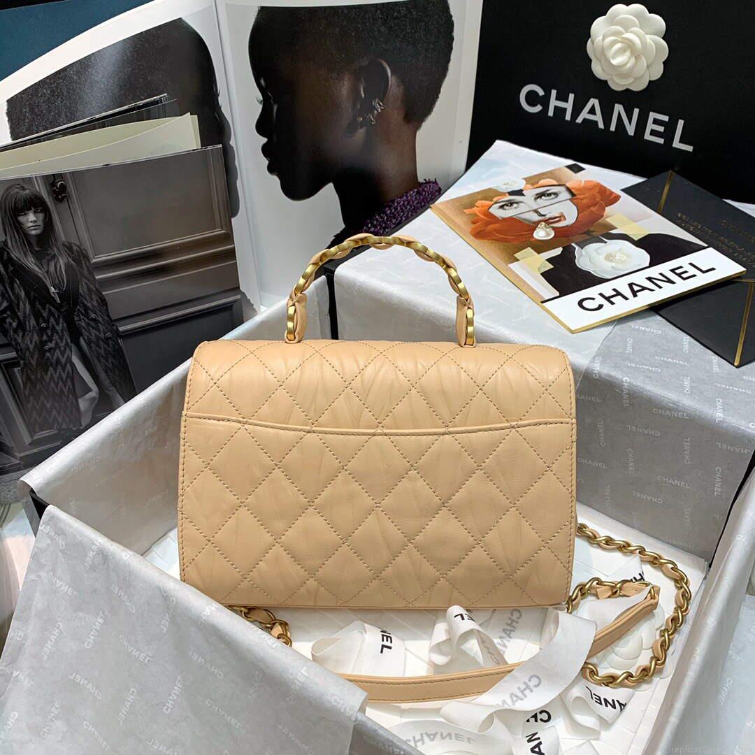 Chanel AS2478 Flap CC Wrapped Bag with Top Handle Apricot