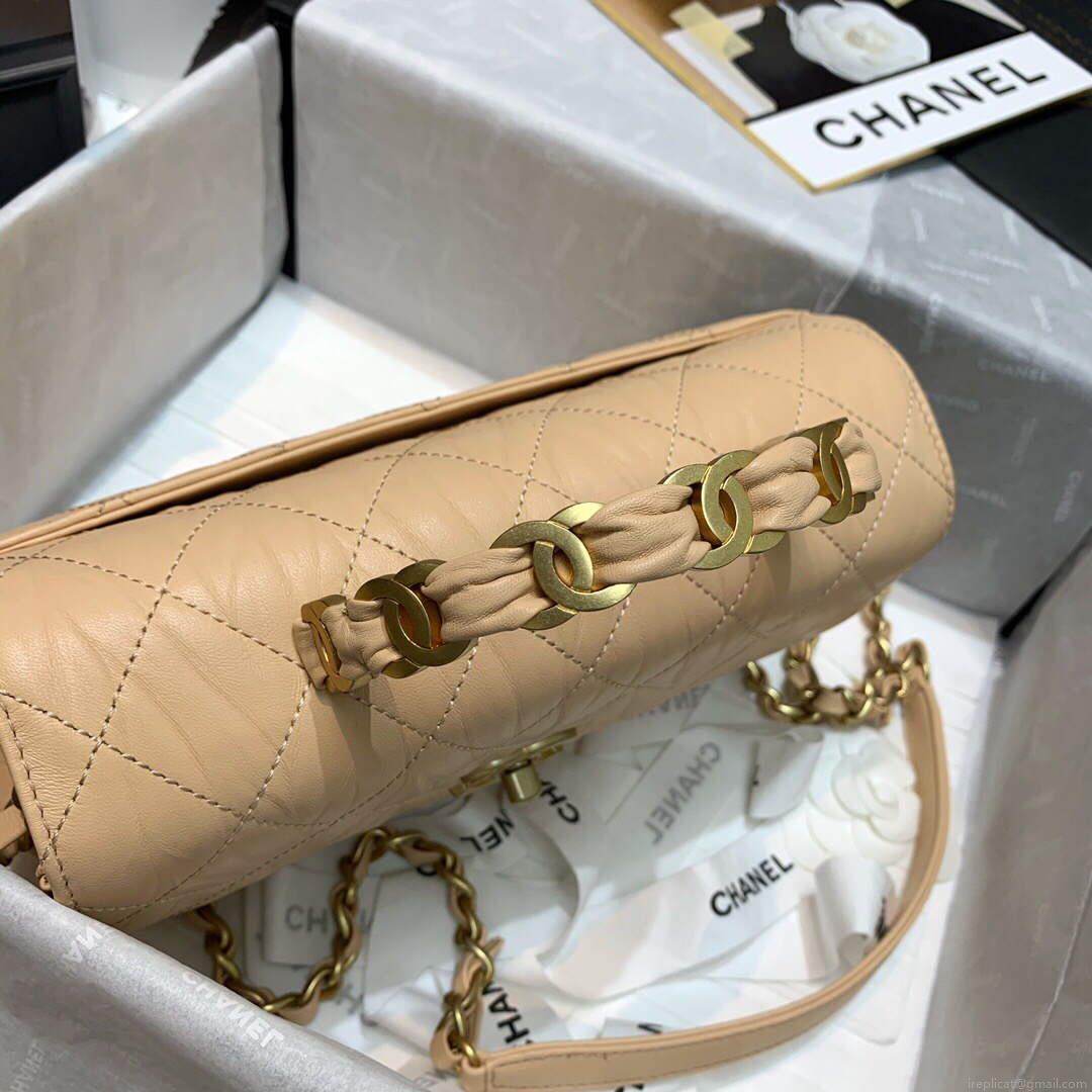 Chanel AS2478 Flap CC Wrapped Bag with Top Handle Apricot