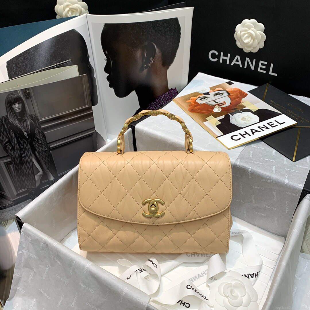 Chanel AS2478 Flap CC Wrapped Bag with Top Handle Apricot