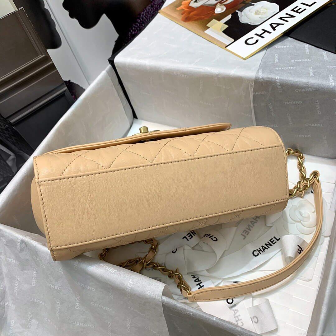 Chanel AS2478 Flap CC Wrapped Bag with Top Handle Apricot